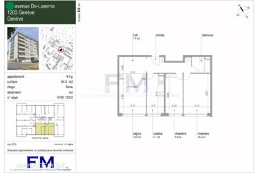 Servette, Av Luserna, 4 pièces au 3ème étage, env. 65m2