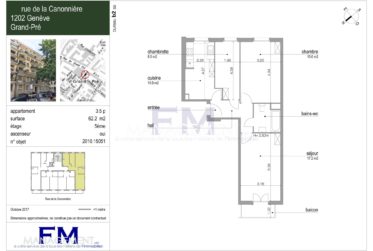 Canonnière, 3.5 pièces au 5ème étage, env. 62m2