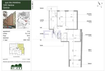 Jonction, Arénières, 5 pièces au 3ème étage, env. 74 m2