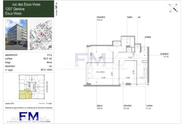 Eaux-Vives, 4 pièces au 4ème étage, env. 60m2