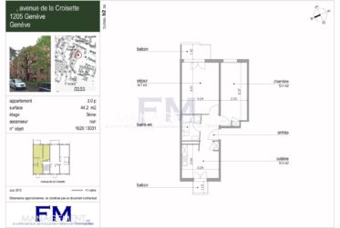 Plainpalais - Av. de la Croisette - 3 pièces au 3ème étage , env 45m2