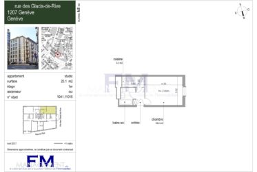 Rive Gauche, Glacis de rive, 1 pièce au 1er étage, env 23m2