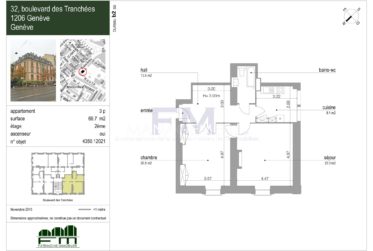 Florissant/Malagnou, Bd des Tranchées - 3 pcs d’env. 70m2 au 2ème étage