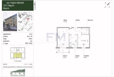 Meyrin Village – Rue Virginio-Malnati - Appartement rénové – 3 pièces – env. 42m² avec balcon