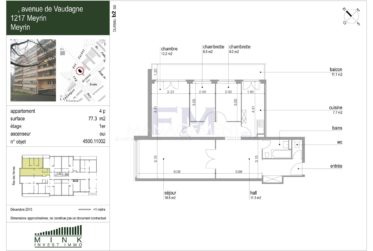 Meyrin, Av. de Vaudagne, 4 pièces au 1er étage, env. 77 m2