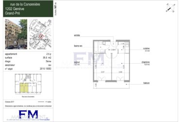 Rue de la Canonnière – 2,5 pièces d'environ 36 m² au 5ème étage