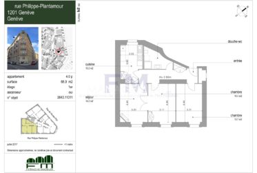 Pâquis, Rue Plantamour, 4 pièces au 1er, env. 69m2