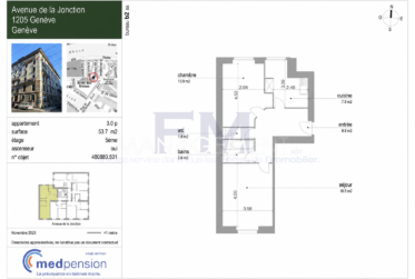 Avenue de la Jonction – 3 pièces d’env. 54 m² au 5 ème étage