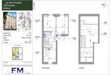 Rue Henri-Christiné – 3,5 pièces d'env. 70.6 m² au 5ème étage & combles aménagés
