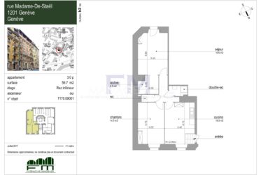 Rue Madame-de-Staël – 3 pièces d'env. 61 m² au rez inférieur