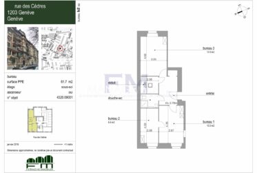 Rue des Cèdres – Bureau d'env. 62 m² au 1er sous-sol